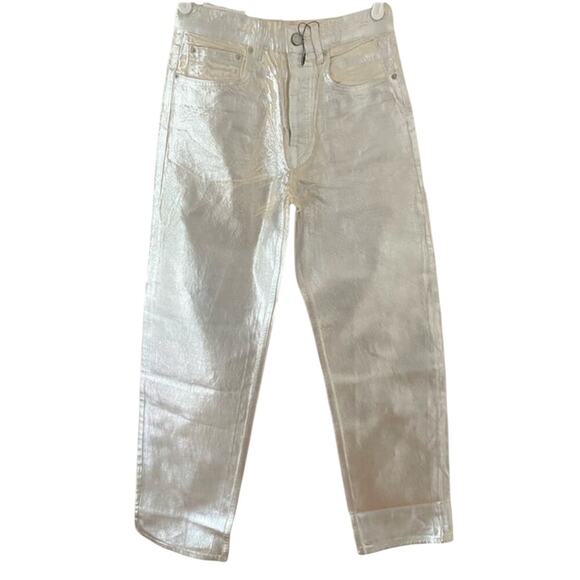 Zara Silver Coated Mid Rise Boyfriend Jeans Blogger's Fave 9632/066 Size 6 NWT - Picture 7 of 11
